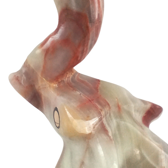 Hand-Carved Onyx Elephant Figurine – Natural Stone Decor with Raised Trunk - Picture 7 of 16